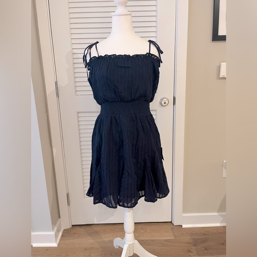 Lulus Navy Blue Sleeveless Mini Dress with Elasticized Waist